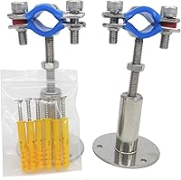 Vista 1 de Stainless Steel Adjustable Pipe Clamp Bracket - Wall/Ceiling Mount Support for 1/2-Inch (19mm) Pipe, Heavy-Duty Rustproof Brackets with Screws, Set