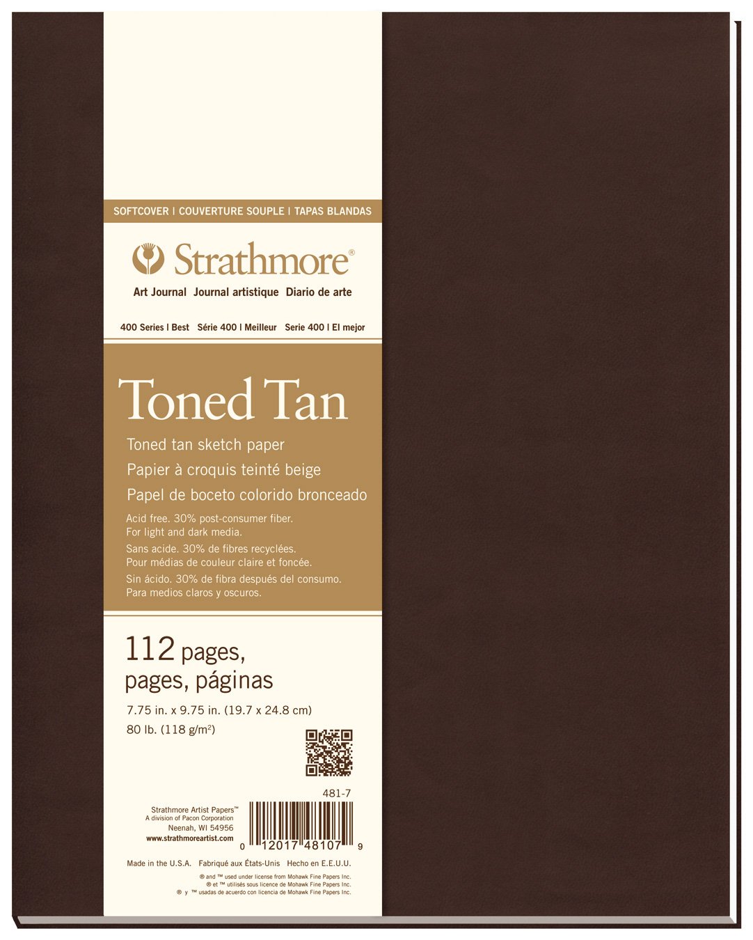 Strathmore 400 Toned Tan Softcover 7.75X9.75