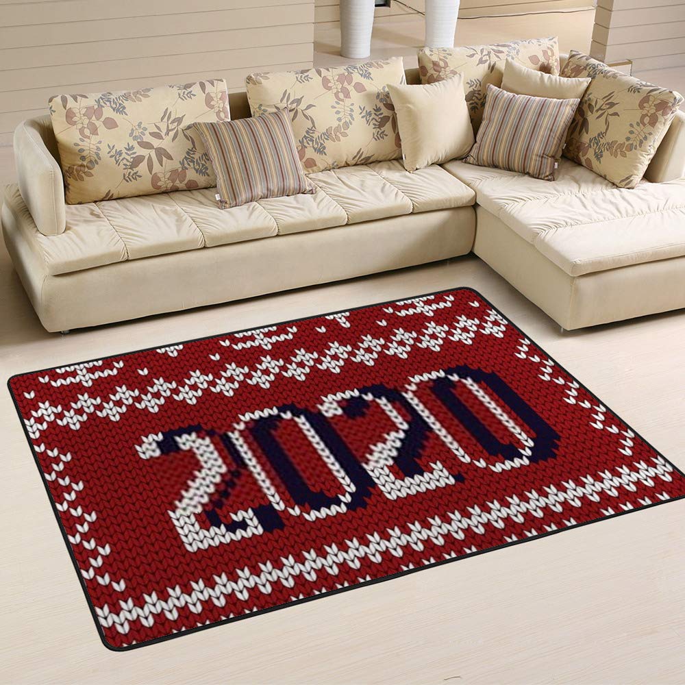 Tapis tricoté rouge Ruchen pour réchauffer l'ambiance du salon en hiver