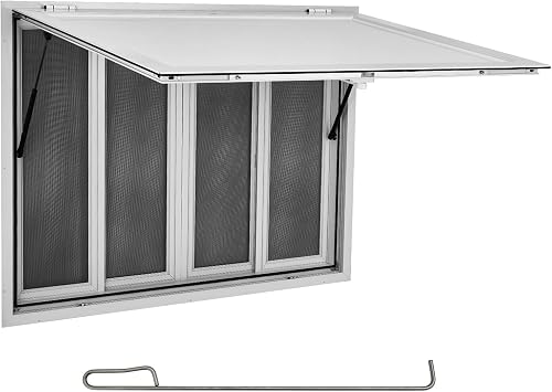 Concession Window for Food Truck, 45"x30"Stainless Steel 4-Sliding Windows with Mesh Screen, Horizontal Serving Hatch for Trailer, Outdoor Catering