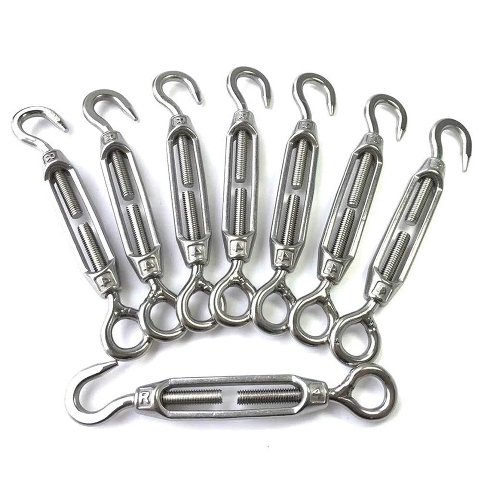 Tenditore Acciaio 8PCS Acciaio Inossidabile M4 Gancio e tenditore a Occhiello Ombra Vela Hardware Leggero Tensione della Fune Metallica Anti-ruggine