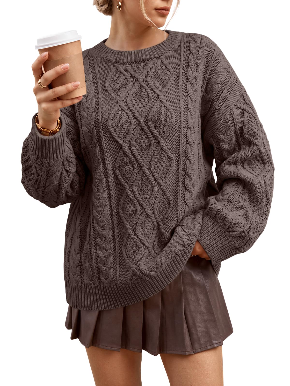Trendy Queen Women Oversized Cable Knit Sweaters 2026 Fall Fashion Outfits | Warm Chunky Long Pullover, Cute Winter Clothing, Cozy Coastal Outfit, Tunic Old Money Clothes