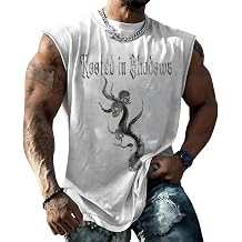 Mens Skull Print Tank Top Shirts Casual Sleeveless Beach Workout Tops Breathable Quick-Dry Muscle Vest Tees