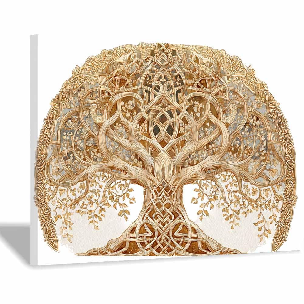 Toile arbres entrelacés marron de qualité supérieure style moderne - 8