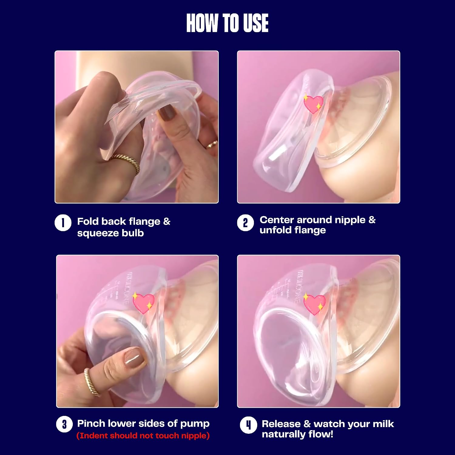 MUU Manual Breast Pump Collector Cup for Manual Suction Breastfeeding | Discreet, Hands-Free, Portable, Food-Grade Silicone | 5oz Wearable Breastfeeding Essentials, BPA-Free (2-Pack)