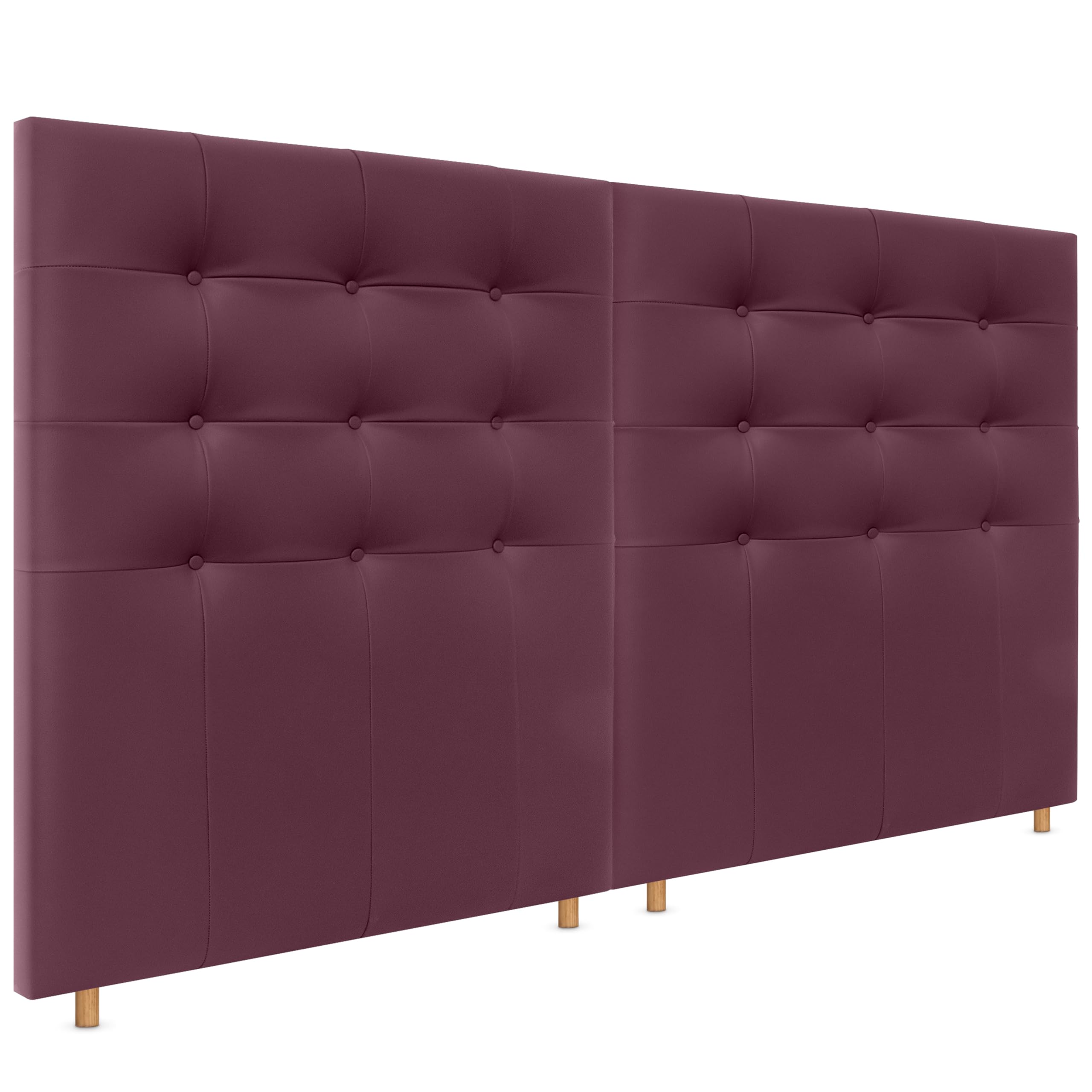 DHOME Cabecero Tapizado Capitoné Suelo 2 hileras Amplio de Polipiel para Cama Matrimonio Cabezal Dormitorio (Vino Tinto, 220cm Dual)