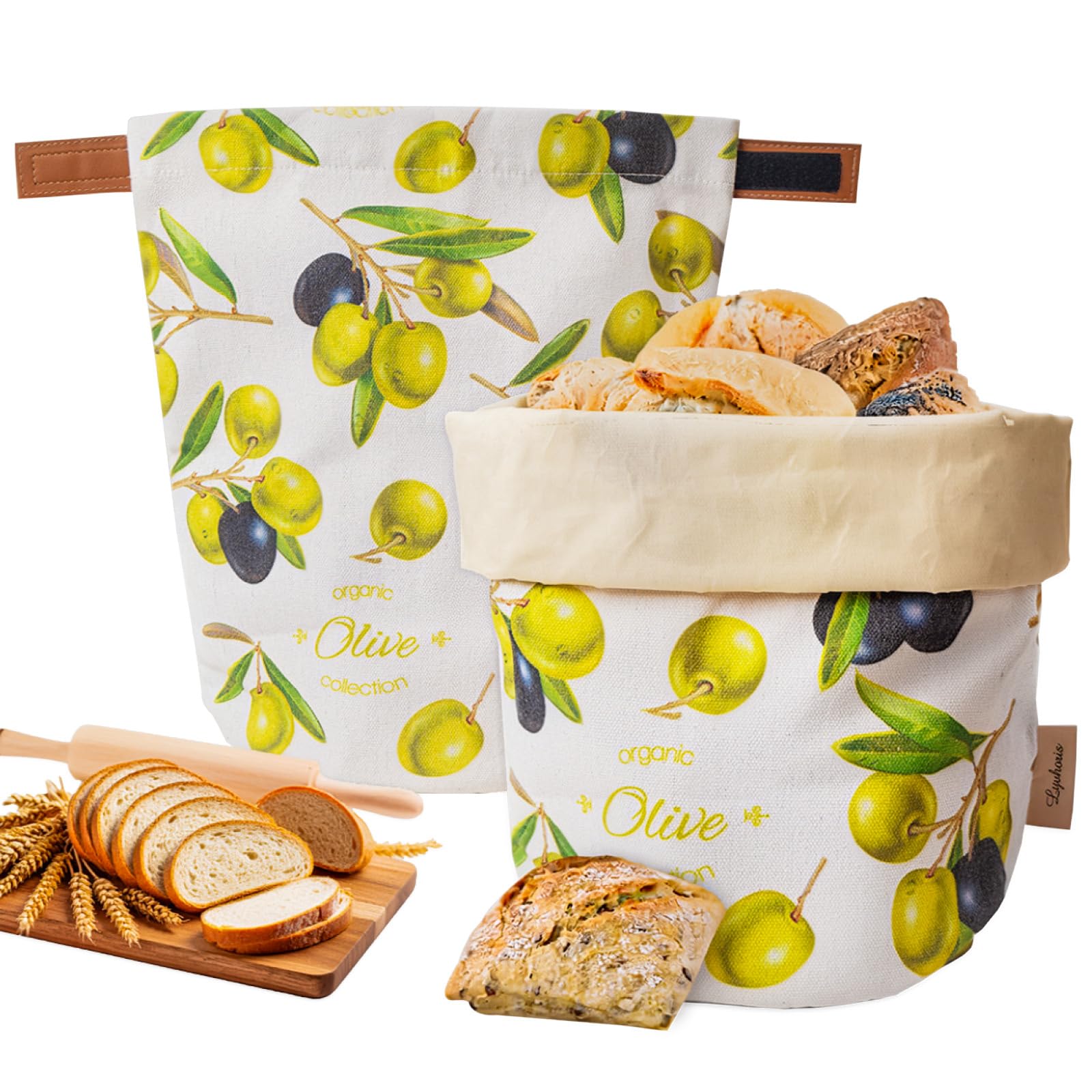 Lot de 1 sac à pain en cire d'abeille pour levain, sacs à pain faits maison réutilisables en lin et coton avec joint en cuir, sac de rangement au levain pour offrir