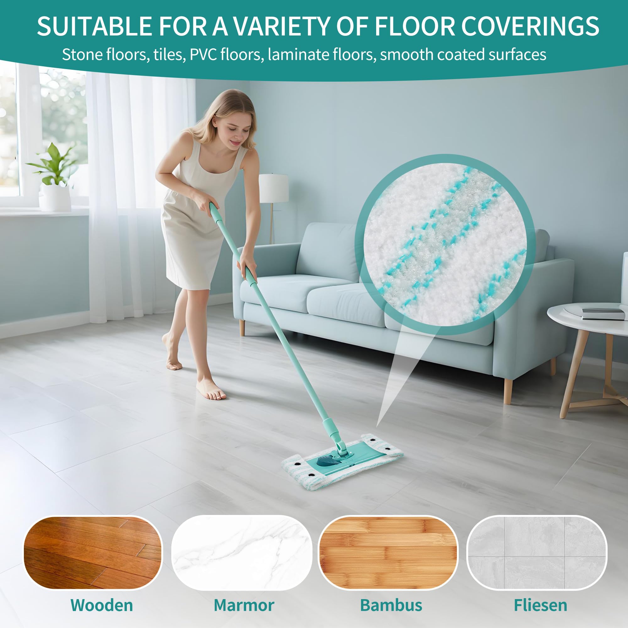 Lot De 4 Serpillere Microfibre Pour Leifheit Combi/Clean