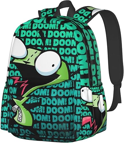 Mochilas Invader Anime Zim Mochila ajustable para laptop Bolsa de hombro doble para mujeres hombres escalada compras trabajo, Negro -, Mochilas