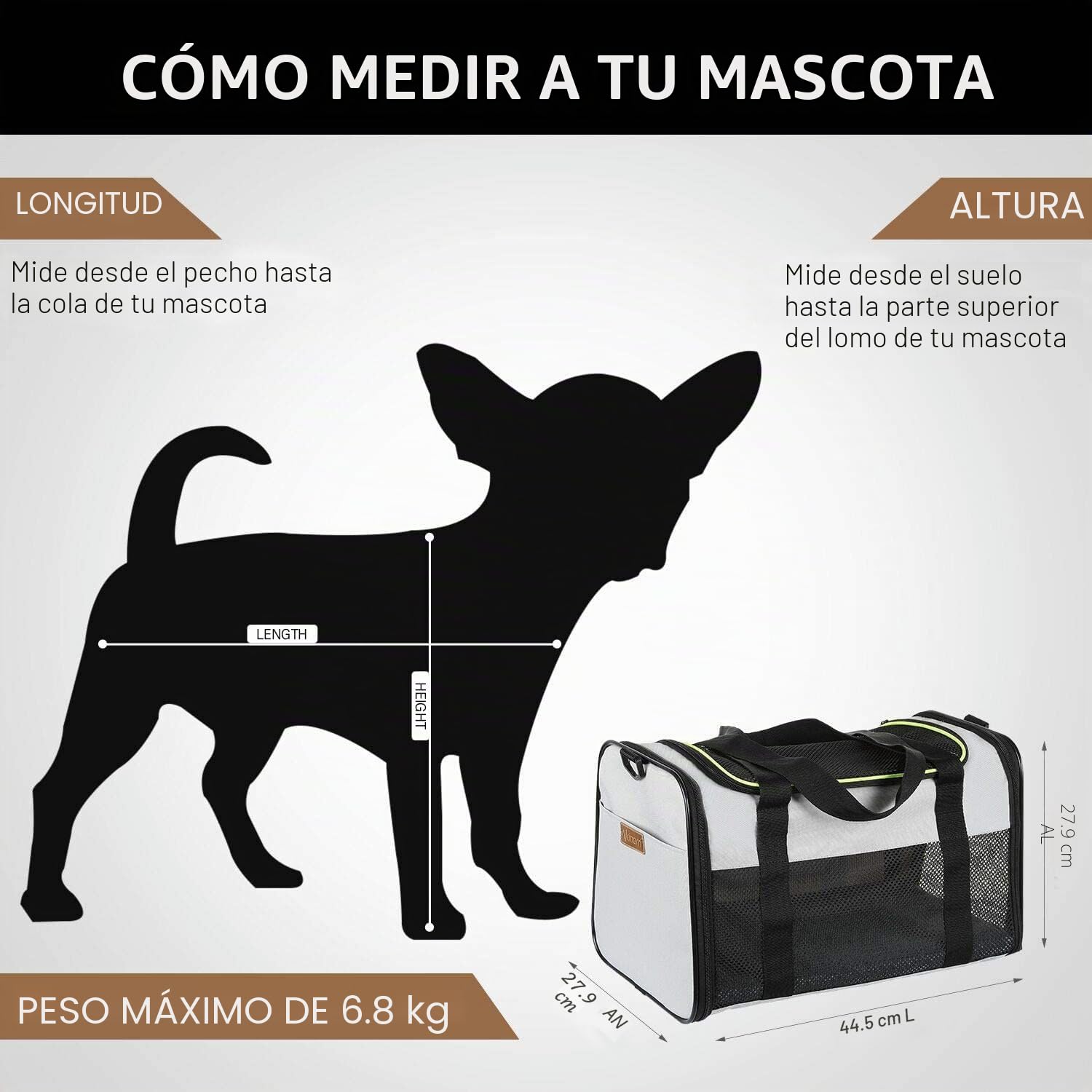 Akinerri Airline Aprobado para Transportar Mascotas, Suave Cara Plegable para Mascotas de Viaje para Cachorros y Gatos medianos