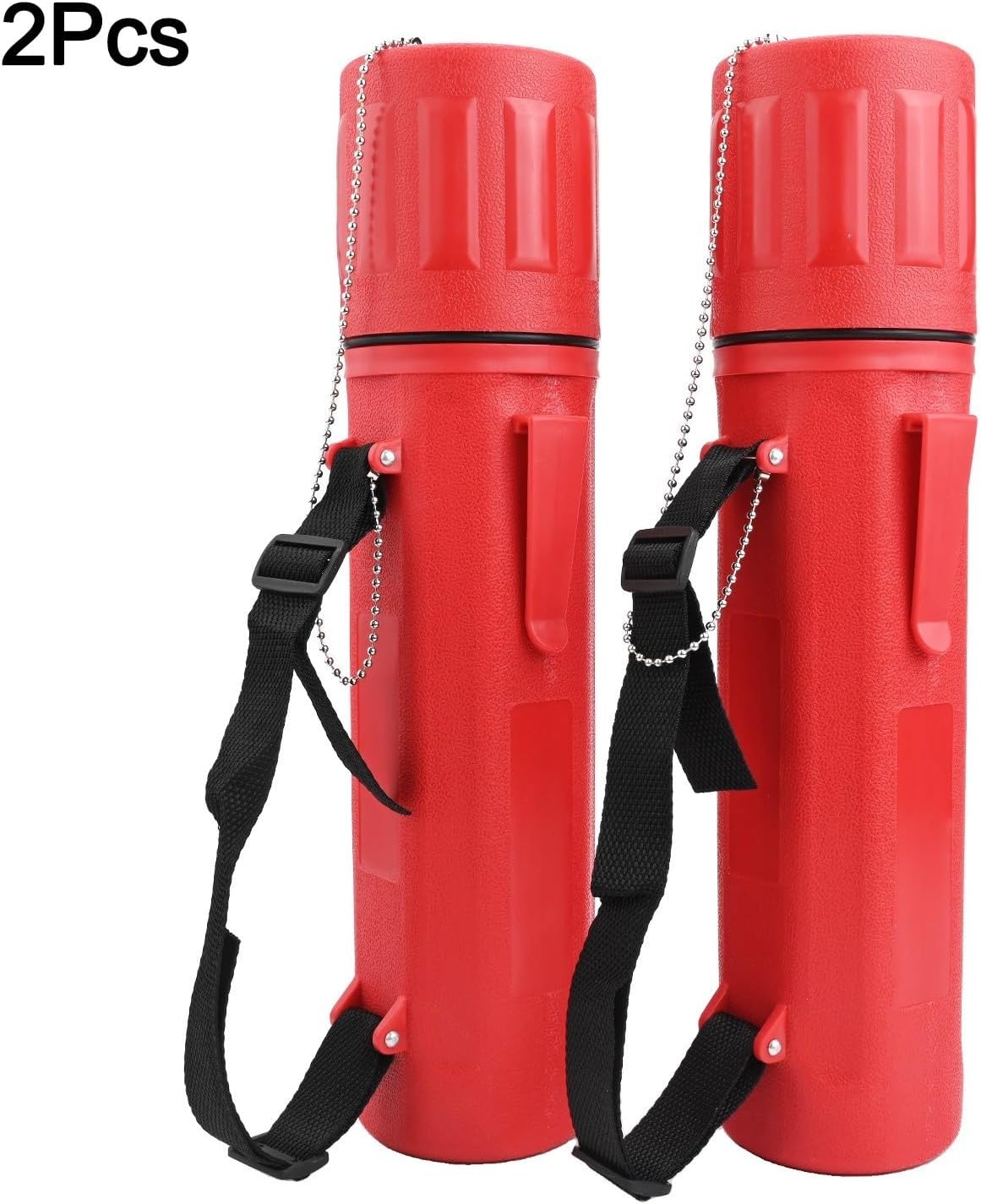 2-Pack Red ABS Welding Electrode Storage Canister, 4 x 4 x 14 Inches Airtight Rod Organizer Box for Workshop, Garage, or Factory Use