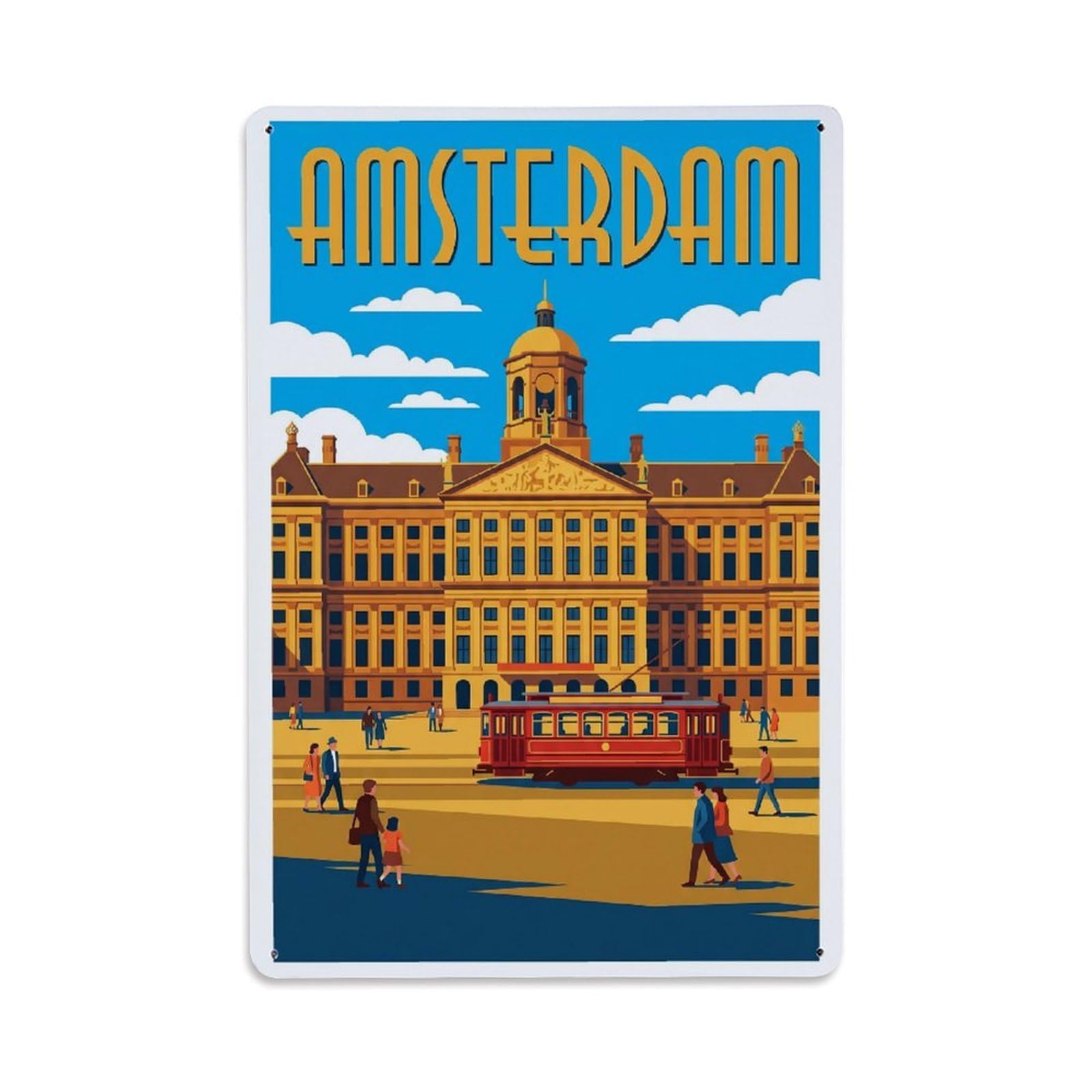 Este 8X12inch Style Vintage Travel Amsterdam Netherlands Incredible Metal Tin Sign
