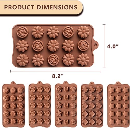 Miniatura 6 de Juego de 6 moldes de silicona para chocolate, moldes antiadherentes de grado alimenticio, moldes de cocina para chocolate, dulces, gelatina, jabón y