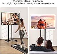 Vista 7 de Soporte de TV con ruedas para televisores de pantalla plana LED LCD de 23 a 65 pulgadas, soporte de TV móvil de piso con ruedas que soporta hasta 88
