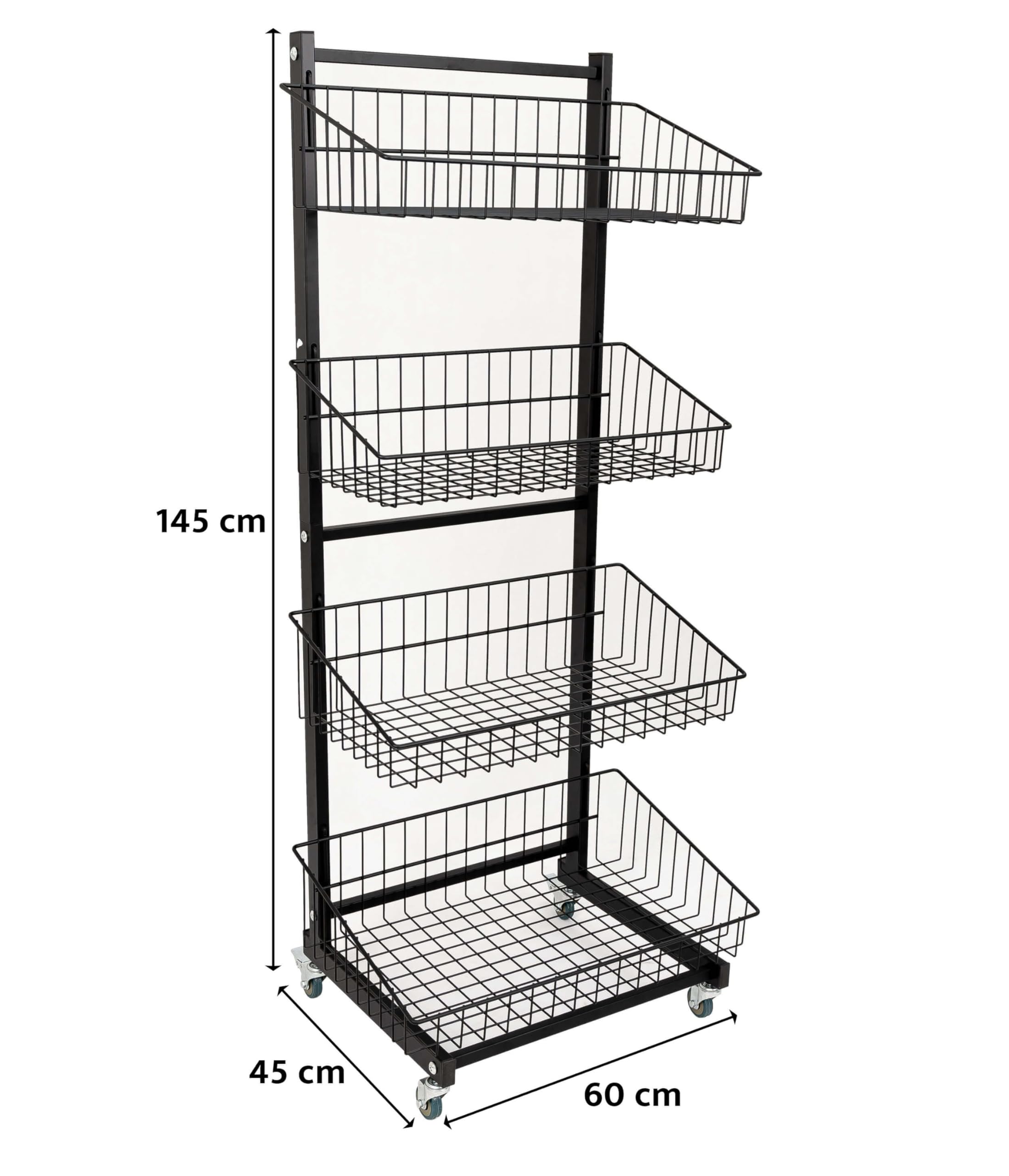 Alnemy Rollwagen Mit 4 Körben - Mobiler Küchenwagen Weiß 42x32x90cm
