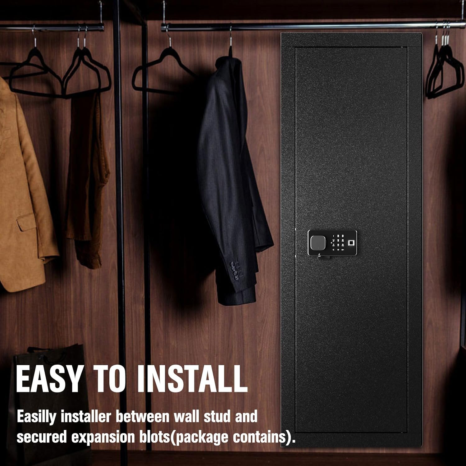 INTERGREAT 53-inch Wall-Mount Gun Safe installed discreetly in a closet