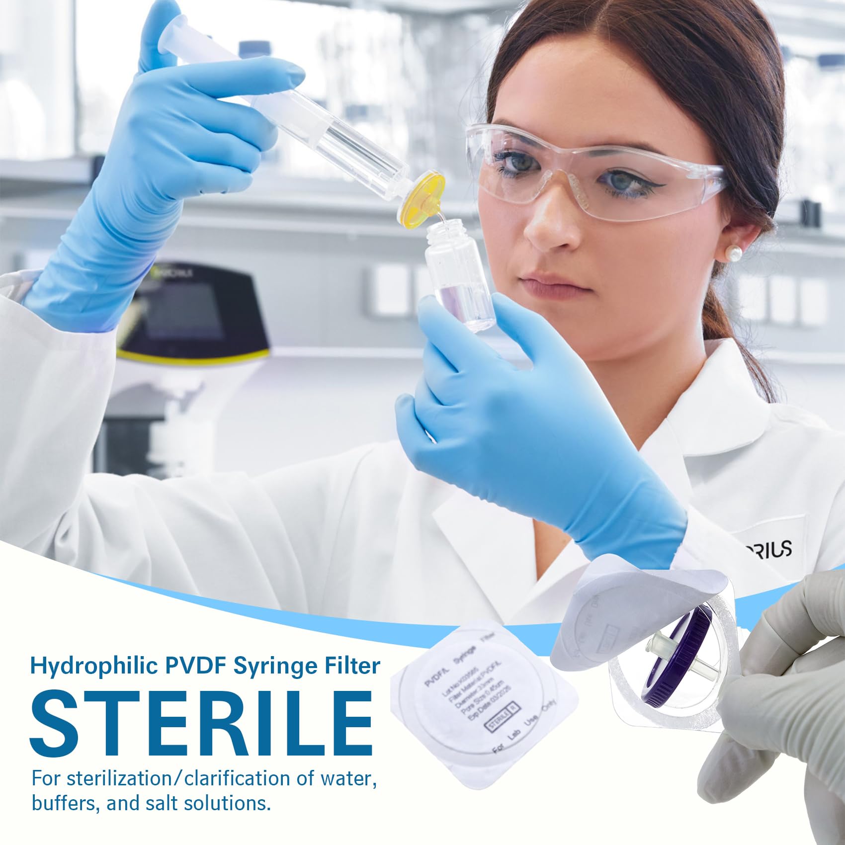 Snapklik.com : Sterilized Syringe Filter PVDF 20 Pack, 0.45 Um Pore ...