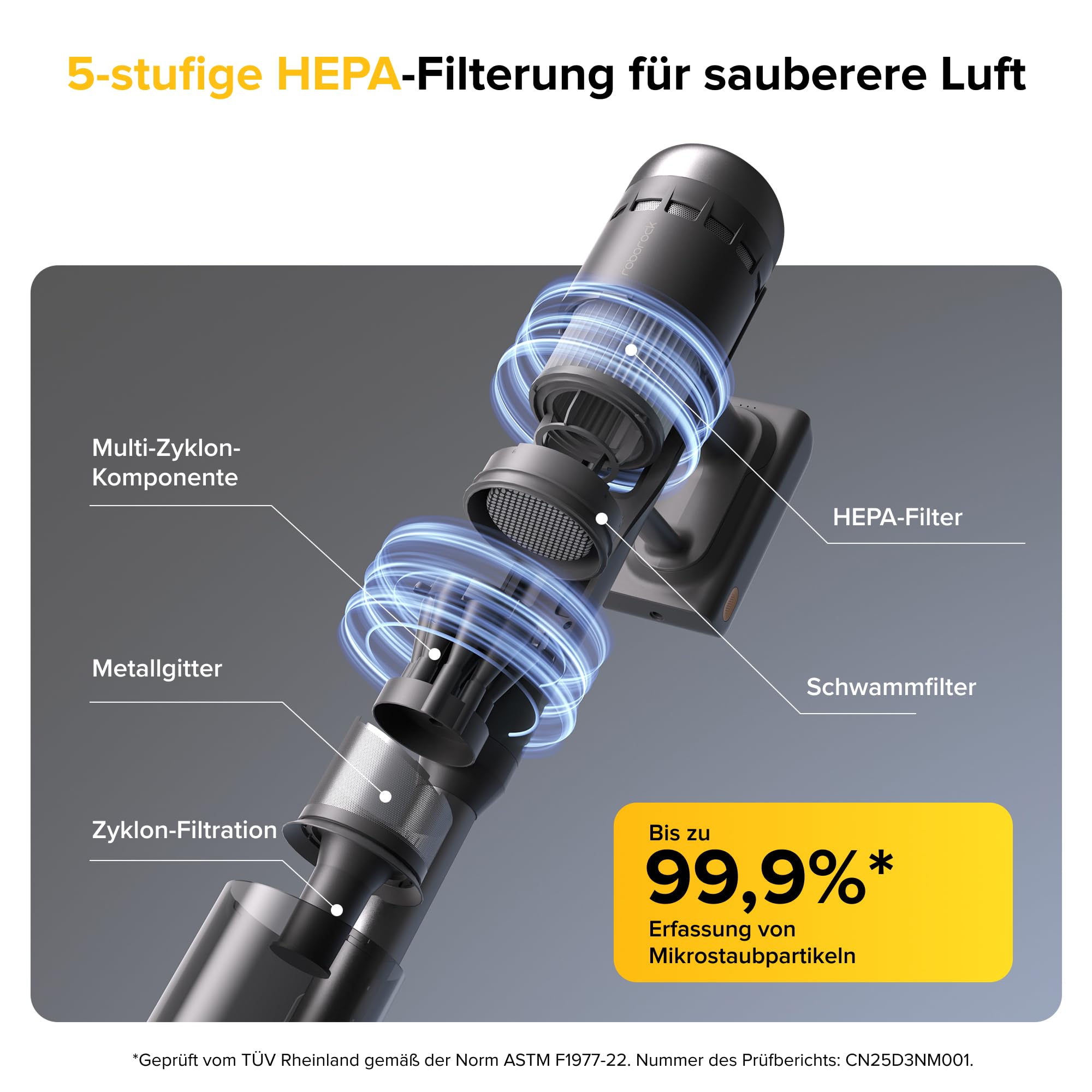 roborock H60 Ultra Akku Staubsauger, 210AW kraftvolle Saugleistung, 90 Min. Maximale Laufzeit, 90° Flexibler Saugrohr, Staubsauger kabellos, Anti-Tangle Bürste für Teppiche, Hartböden, Tierhaare, Auto