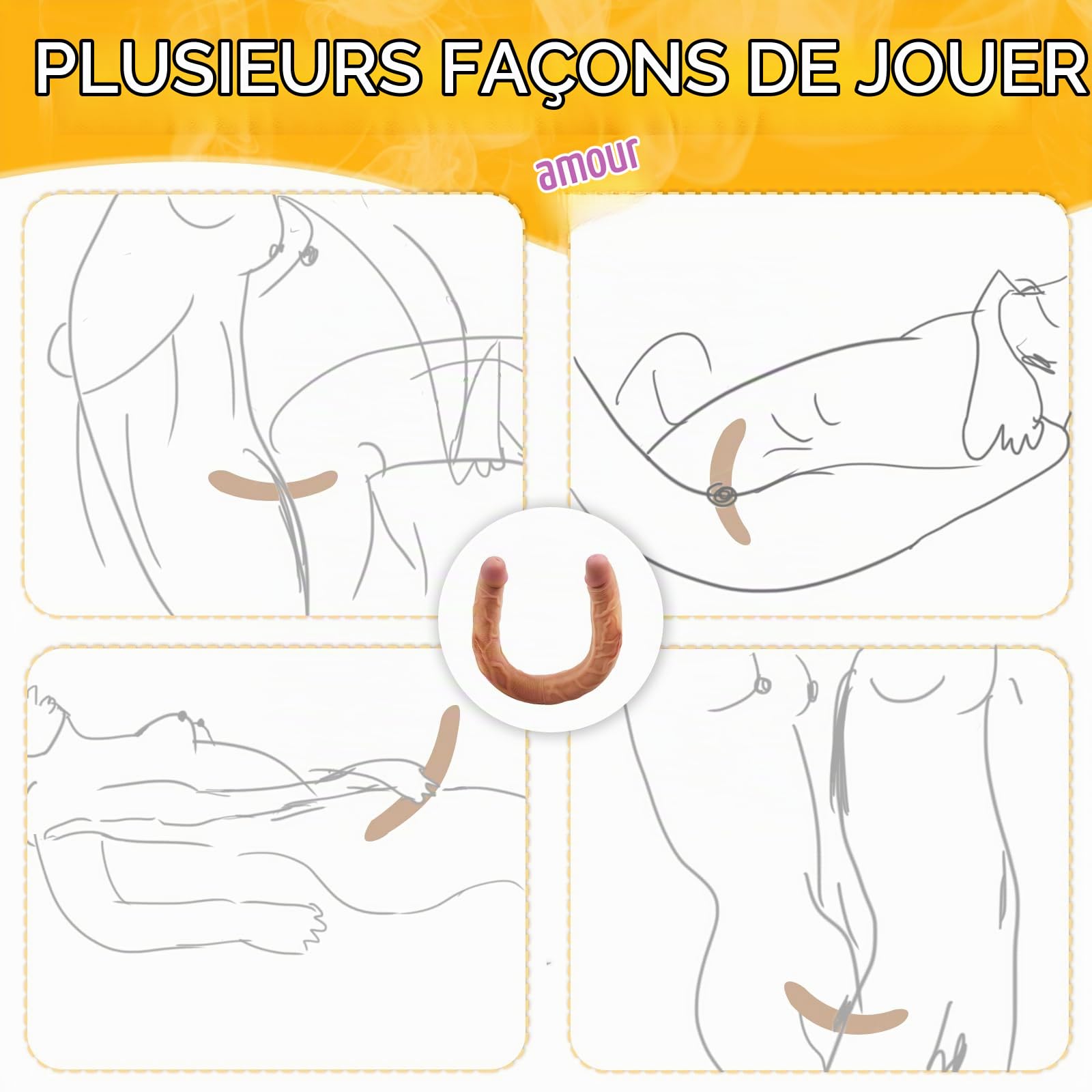 AMAZBEE Gode à double tête pour femmes Gode doux en silicone liquide Jouets pour hommes et femmes Couples Godes réalistes pour double usage (XL)