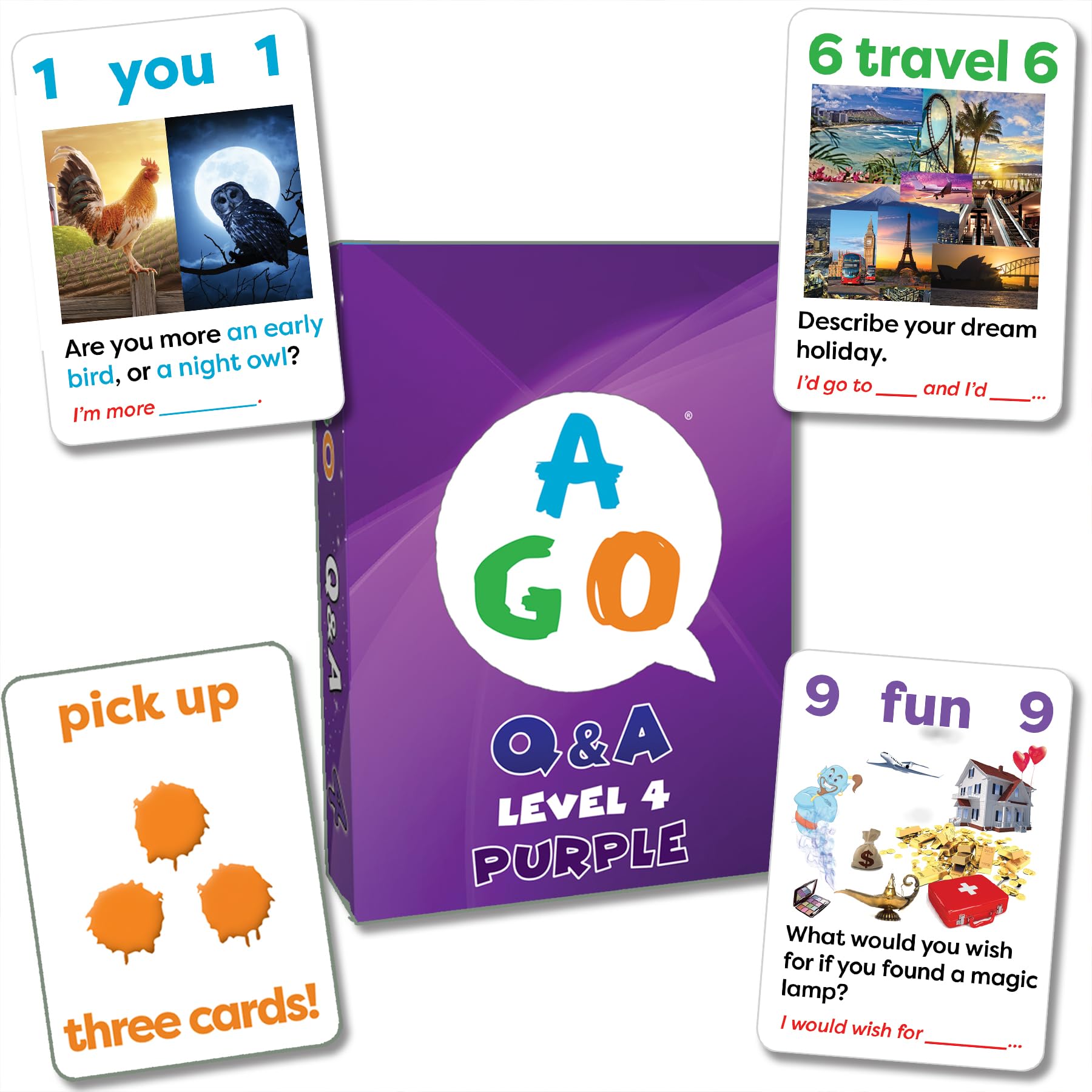 Amazon | AGO Q&A パープル レベル4 英語 カードゲーム AGO Card Game