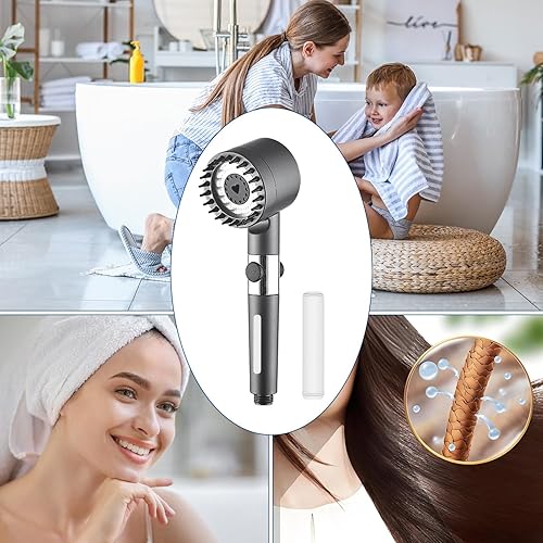 Miniatura 4 de Paquete de 3 filtros de cabezal de ducha de carbono para sistema PWERAN, elimina el cloro, la arena, el óxido y los metales pesados, mejora los