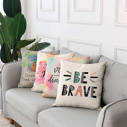 Miniatura 8 de ArtSockect- Juego de 4 fundas de almohada decorativas para decoración del hogar, cuadradas, 18 x 18 pulgadas.