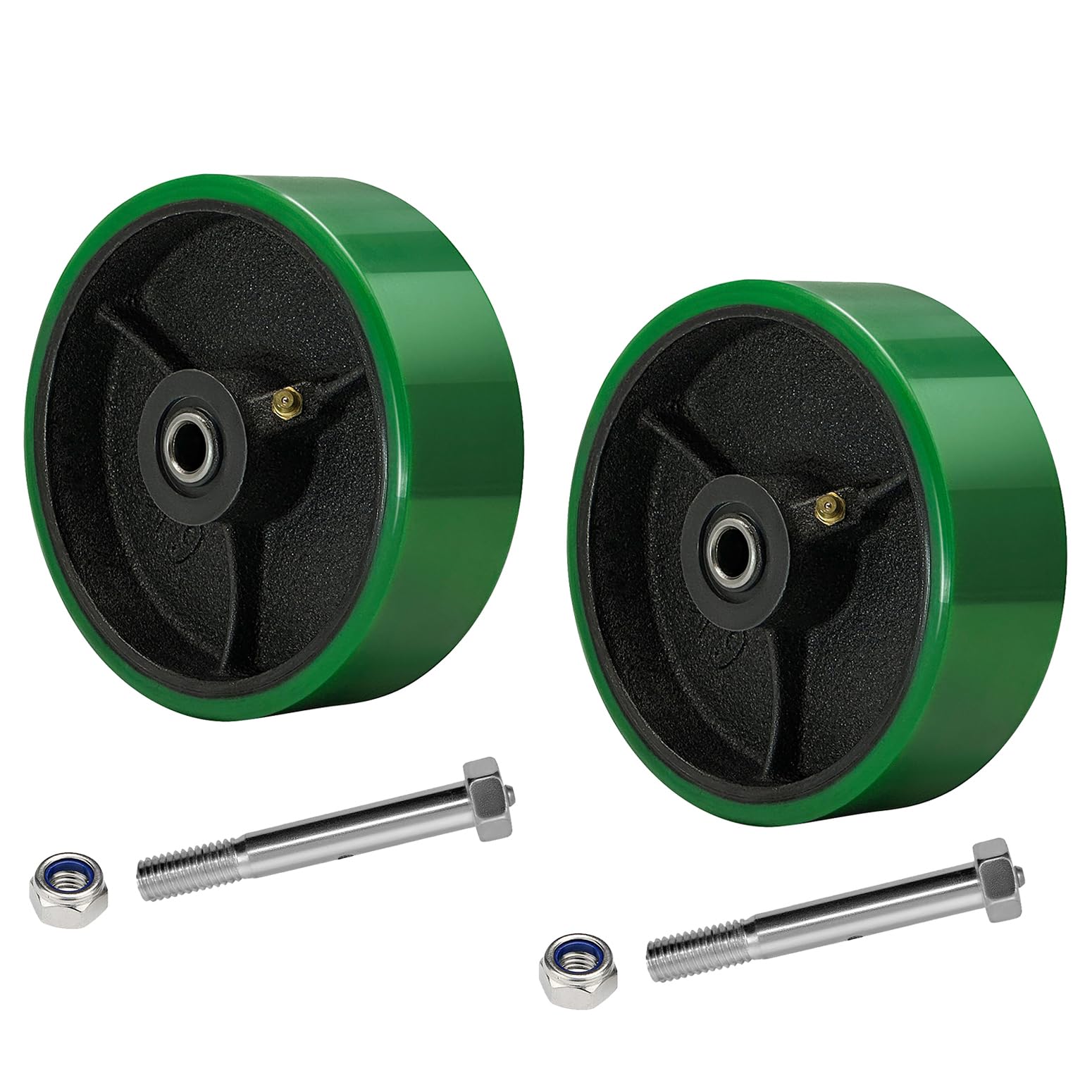 LONGRUNFORU 6" x 2" Industrial Caster Heavy Duty, Polyurethane on Steel Caster, 1/2" Bore - 1200 lbs Capacity per Caster, Heavy Duty Industrial Caster