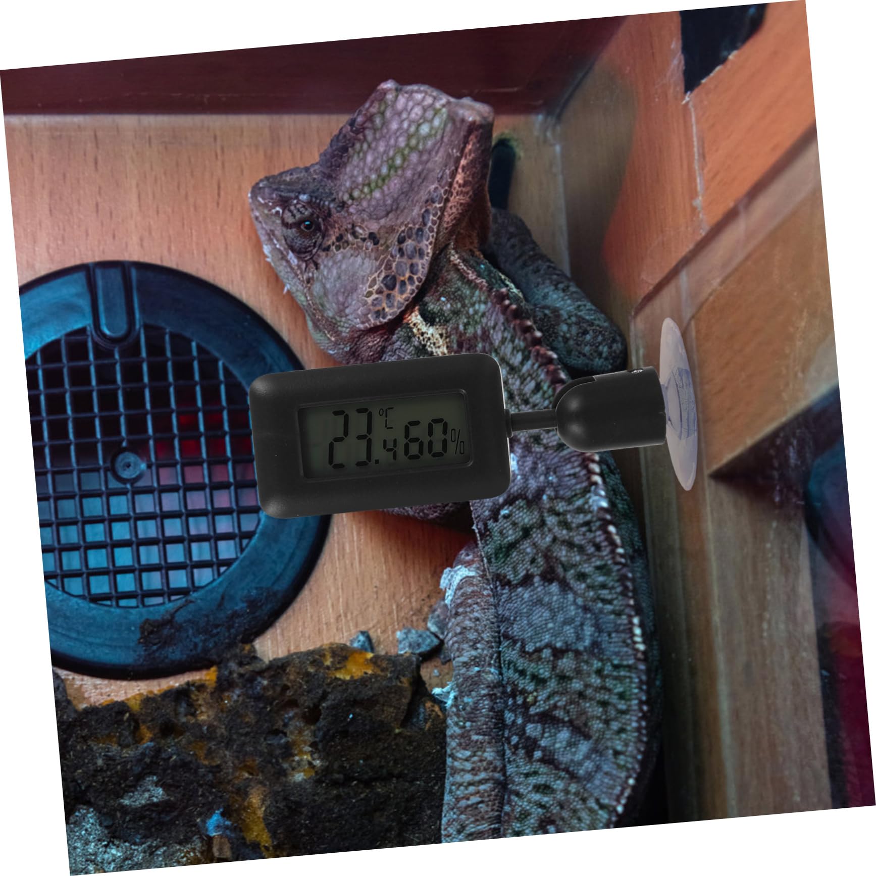 DOITOOL 4piezas Digital Para Reptiles Succión Medidor De Temperatura y Humedad Rotativo Para Terrarios y Acuarios Pantalla y Fácil Instalación