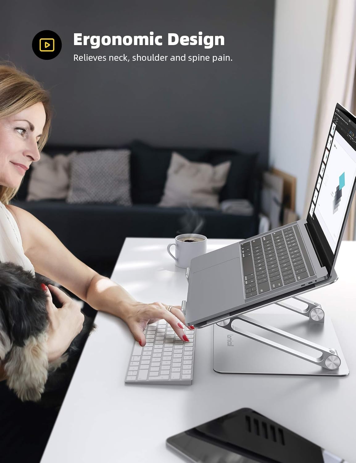 Super Big Clearance! Lamicall Laptop Stand Riser Portable - Foldable Height Adjustable Ergonomic Computer Notebook Stand Holder Lift for Desk, Compatible with MacBook Air Pro, Dell XPS, HP (10-17'') - Silver