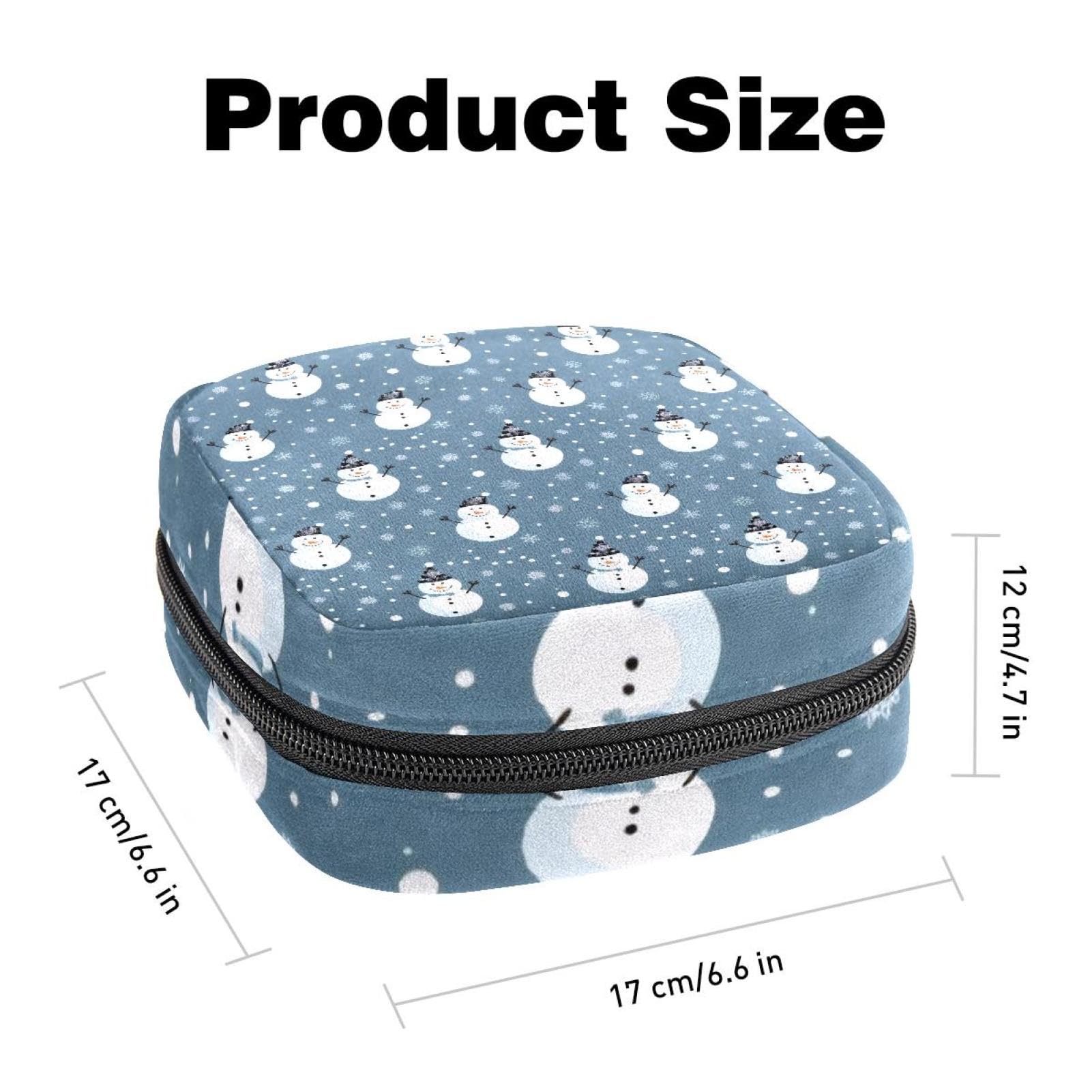 Period Bags for School, Sanitary Napkin Storage Bag for Feminine Pads, Snowflakes Christmas Snowman Ladies Menstrual Cup Pouch Sanitary Pads Organizer