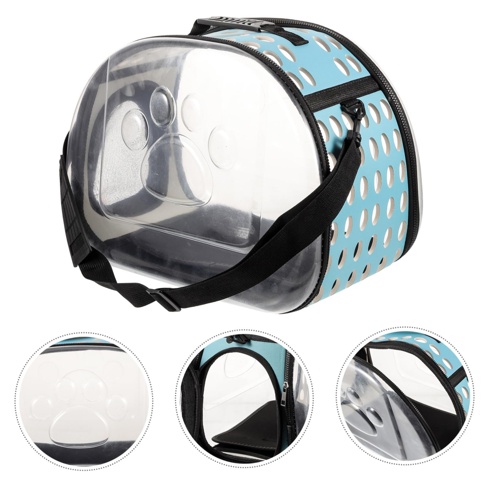 Pet Carrier Backpack Trasparente in Eva Blu per Viaggi | Strap Regolabili Fibbia, Design Zaino, per Escursioni e Campeggio, Struttura Stabile