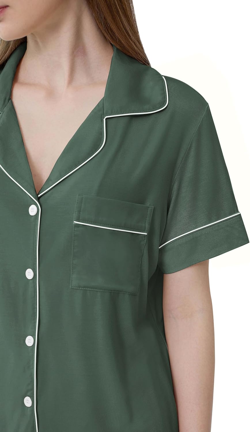 Joyaria Women Capri Pajamas Set Bamboo Viscose Pjs Short Sleeve Button Down Sleepwear - Image 3