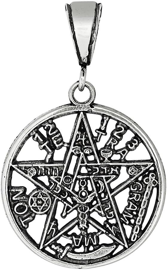 Sterling Silver Wiccan Pentagram Tetragrammaton Star Pendant 27mm Large …