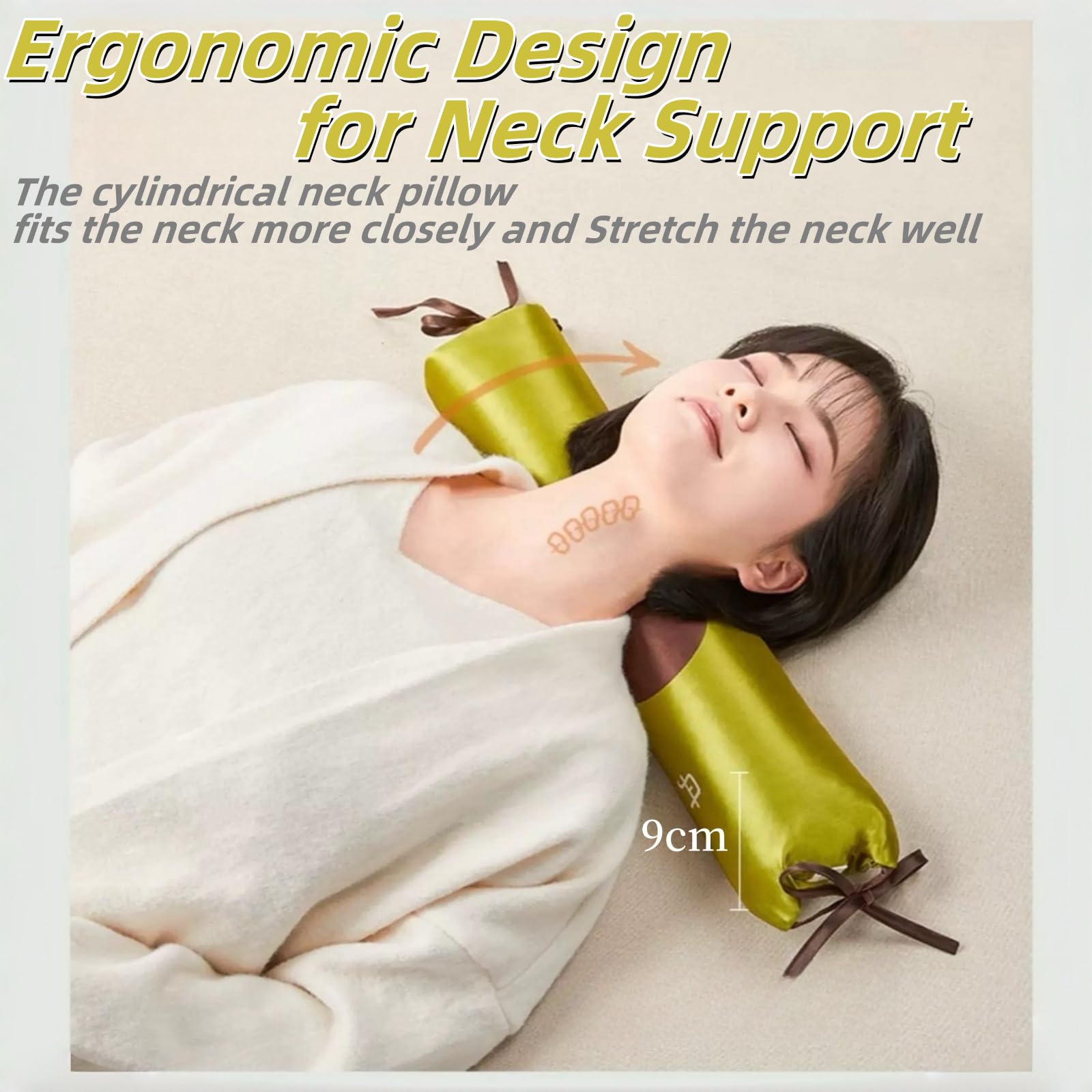 Almohada ergonómica para el cuello con relleno de artemisa natural, calefacción inteligente y compresa caliente USB ajustable para apoyo cervical y comodidad para dormir (normal)
