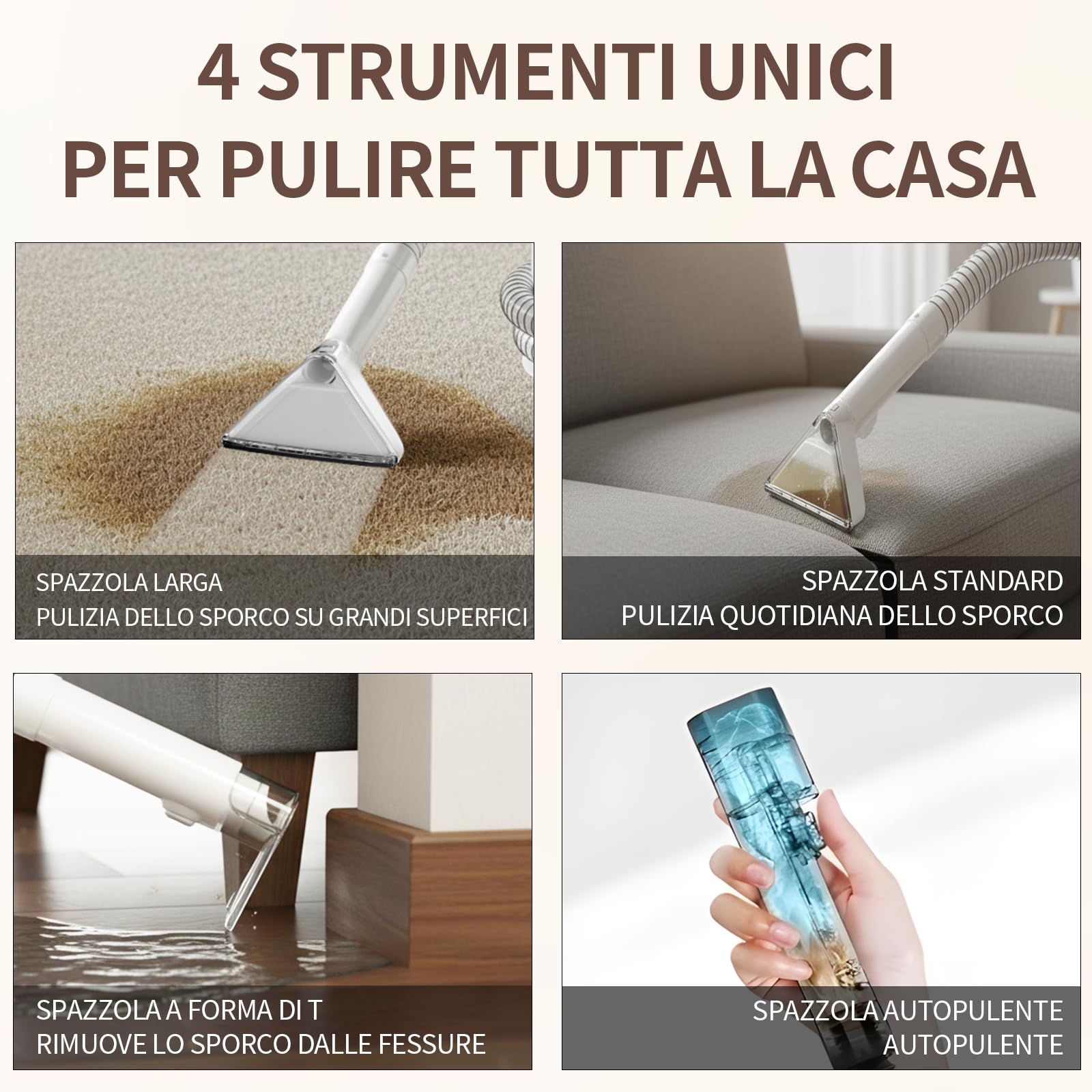 COCEAN Lavatappeti Detergente per Tappezzeria, Lavatappeti e Divani Lava e Asciuga, 500 W, Aspirapolvere Compatto per la Pulizia Profonda Delle Macchie, Bagnato per Tappeti, Auto, Animali