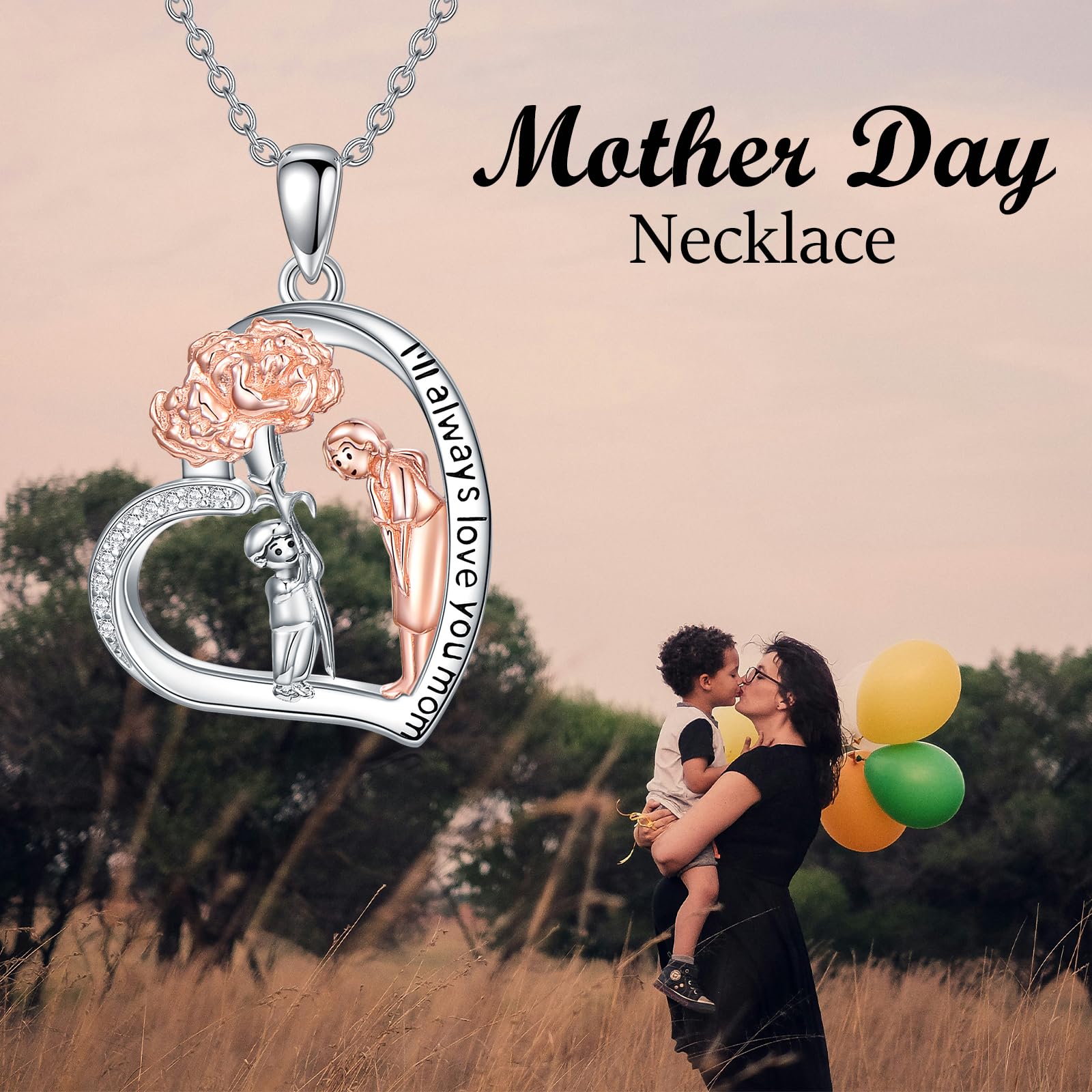POPLYKE Elefant/Capybara/Otter Halskette für Frauen Sterling Silber Mom Halskette Muttertag Schmuck Geschenk für Frauen