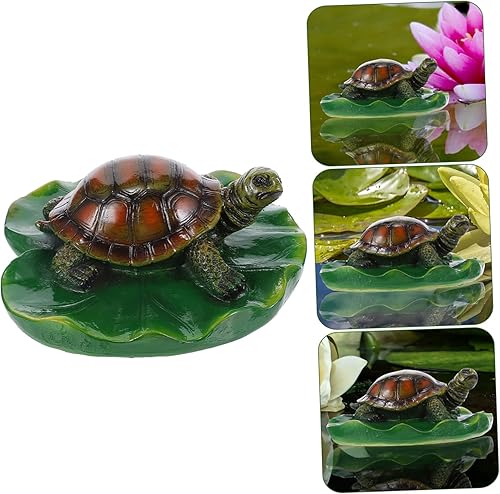 Miniatura 4 de Happyyami Decoración de plantas, decoración del océano, flores artificiales de espuma flotante, almohadilla de lirio artificial de tortuga, hojas