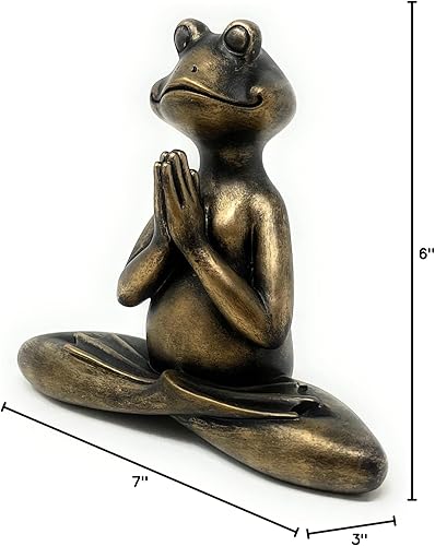 Miniatura 7 de Nature's Mark Estatua de rana meditadora de resina de 6 pulgadas de alto, decoración decorativa para el hogar, decoración para mesa, sala de estar,