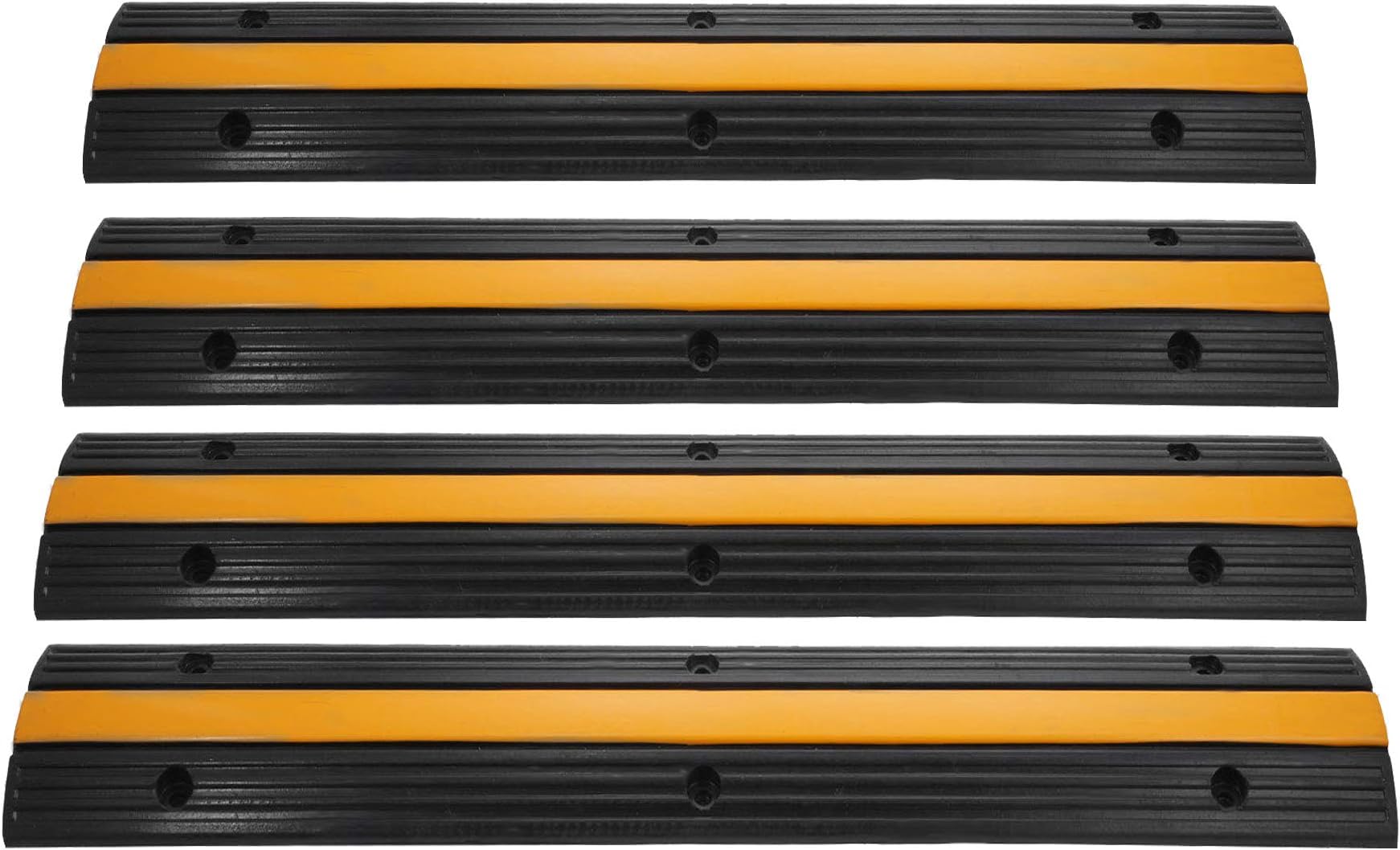 Rubber Cable Protector Cable Ramps Black Ramp and Yellow lid Connector Speed Bump (4 Pack Single Channel)