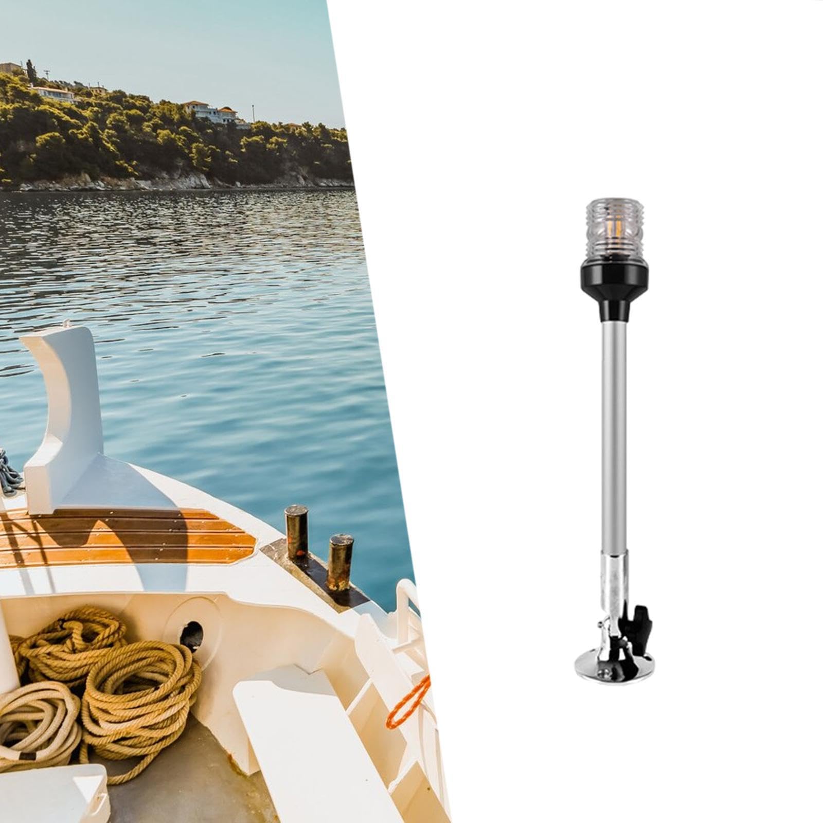 Luce di Poppa LED per Barca Segnalatore di Navigazione Marina Copertura Trasparente PC Resistenza Urti E Calore Perfetta per Guida Notturna, Lunghezza 303mm