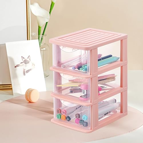 Miniatura 9 de Caja de almacenamiento transparente de escritorio, organizador de cajones de plástico, estuche de almacenamiento de cosméticos, pequeño organizador