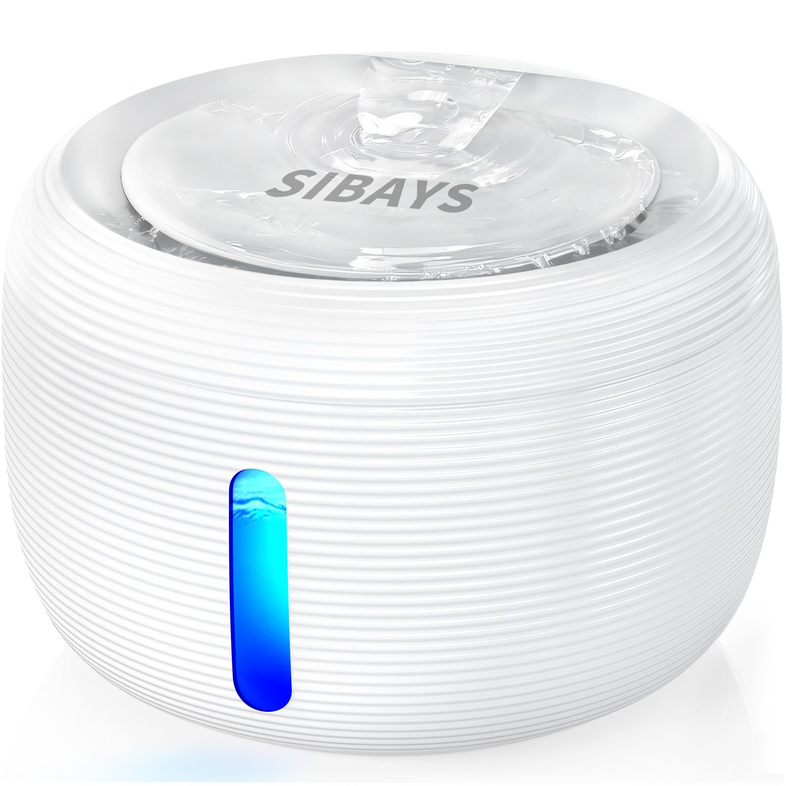 SIBAYS Trinkbrunnen für Katze - 3.5L Katzenbrunnen mit 25dB Ultraleise Pumpe & LED-Fenster - Trinkbrunnen für Hunde mit 2 Aktivkohlefilter, BPA-frei Katzentrinkbrunnen, Tiefenfilterung, FS77 (WH)