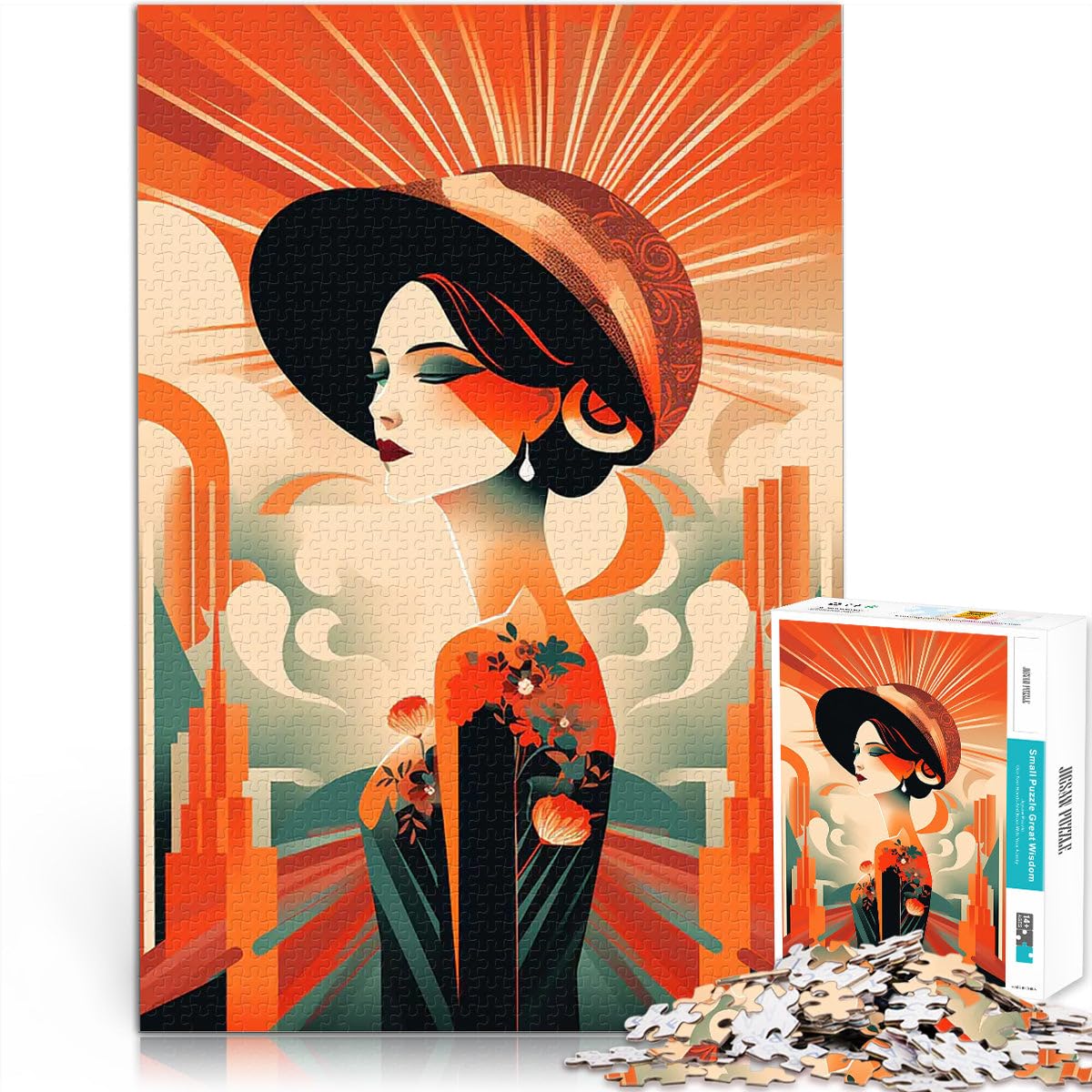 Puzzle for teenagers 1000 Pieces Art Deco Woman Spielzeug-Intellektuelles Spiel Heimdekoration Spielzeug38x26cm — image 1