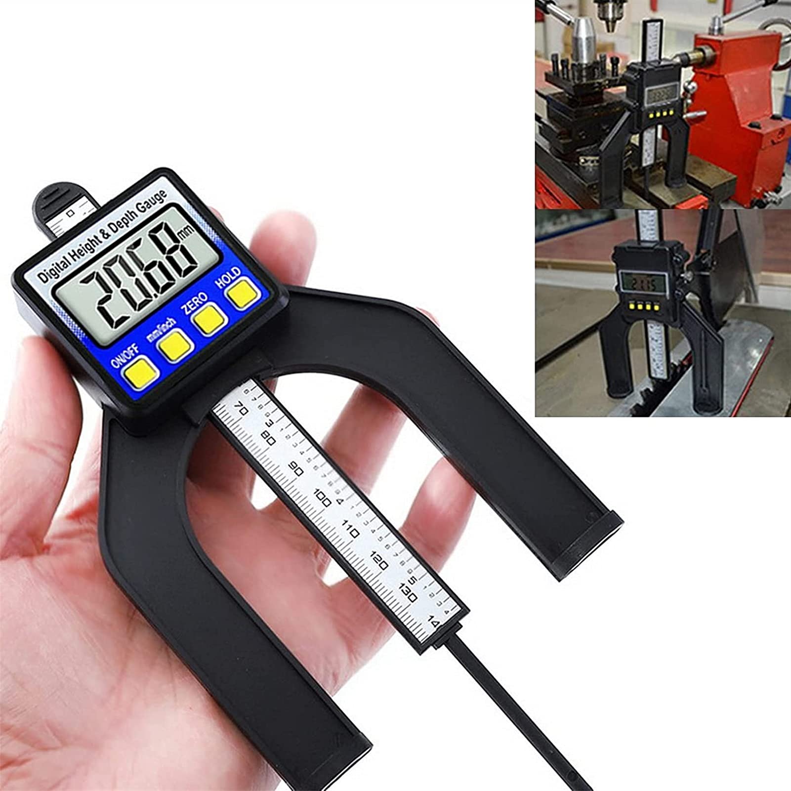 XMING Cyfrowy miernik głębokości, miernik grubości stołowej, mini -mini -wysokość 80 mm z stopami magnetycznymi, poziome pionowe narzędzie pomiarowe (Color : Blu)