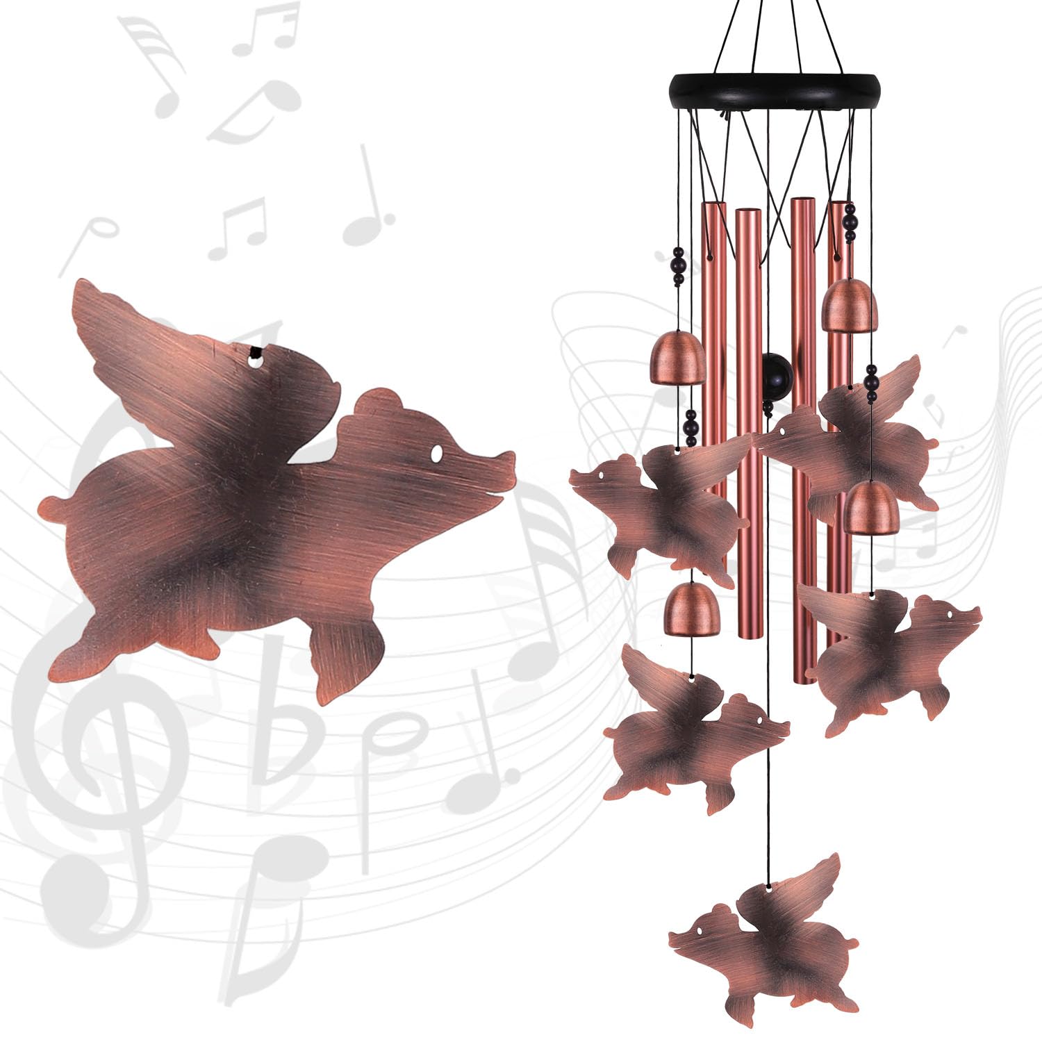 Windspiel Mit Fliegenden Schweinen – Garten-Deko Mit Sanftem Klang (96,5 Cm)