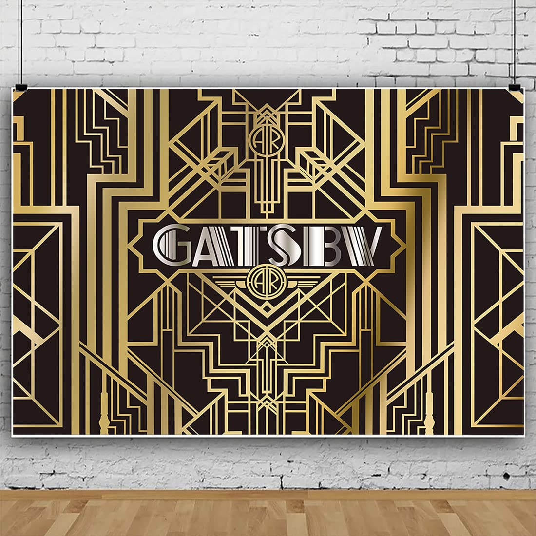 Avezano Gatsby Fondali Fotografia anni '20 Sfondo Fotografico Adulti Festa di Compleanno Nero e Oro Decorazione di Matrimonio Immagini Sfondo Photo Booth Studio Props (3 m x 2,4 m)