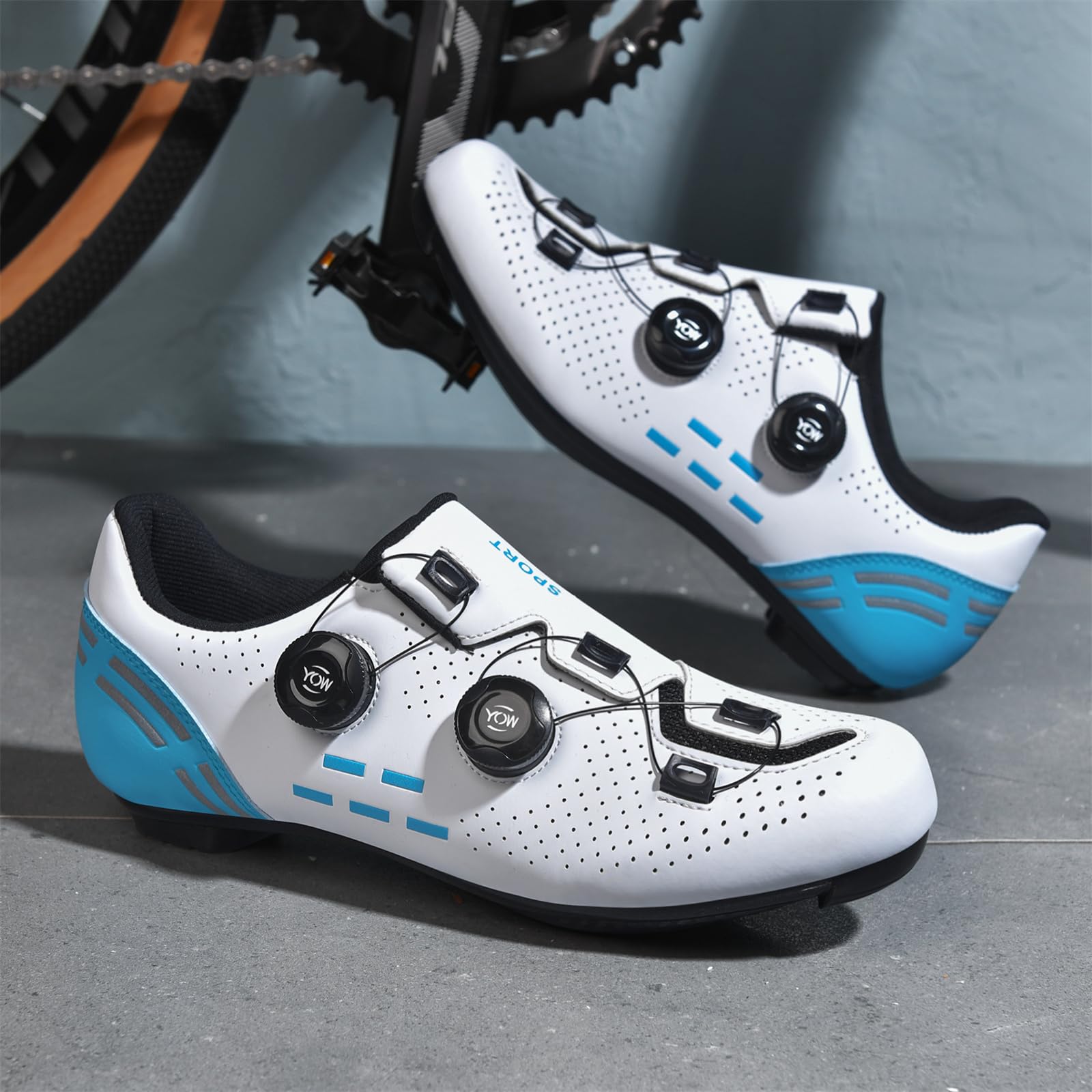 JiuQing Scarpe da Ciclismo da Uomo Compatibili con Le Tacchette Peloton SPD Delta per Bici da Strada per Interni Ed Esterni