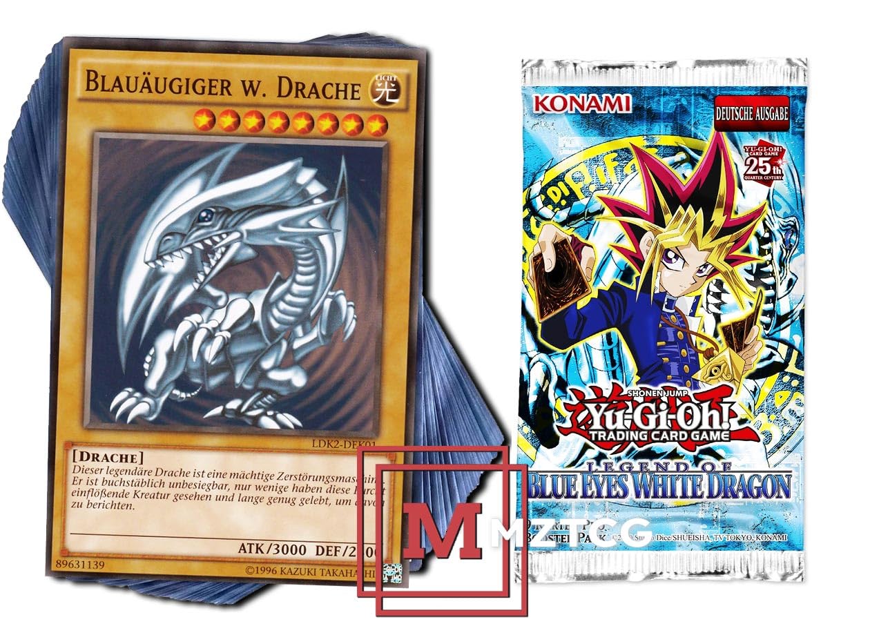 MZTCG Yu-Gi-Oh! Karten - Spar-Set aus 50 verschiedenen Karten mit einem zufälligen Booster - Deutsch Versandschutz - kompatibel mit Yu-Gi-Oh!