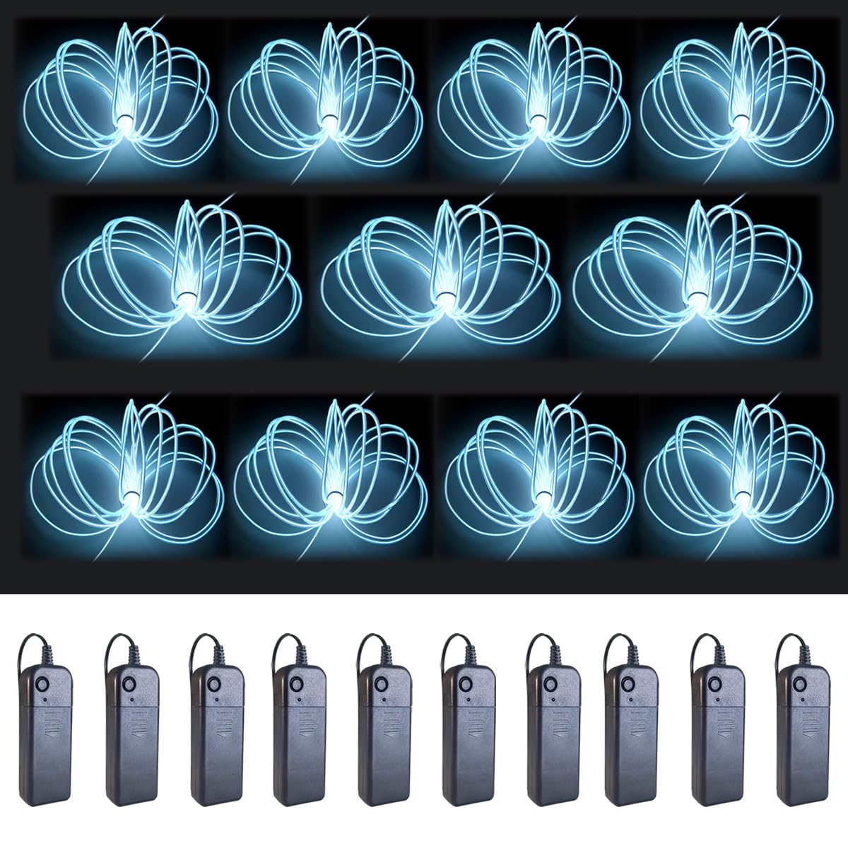Photo 1 of MaxLax EL Wire 10-Pack White Rope Lights, 16.4ft Each