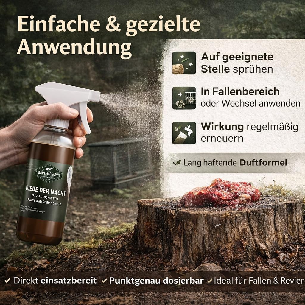 Martenbrown® Diebe der Nacht środek wabiący do kun, lisów, borsuków, szopów praczy, substancja wabiąca pułapkę na kuny, pułapka na kuny, pułapka na kuny, 500 ml